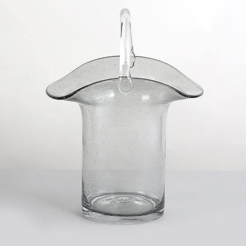 Bag Glass Vase Tall Basket Grey