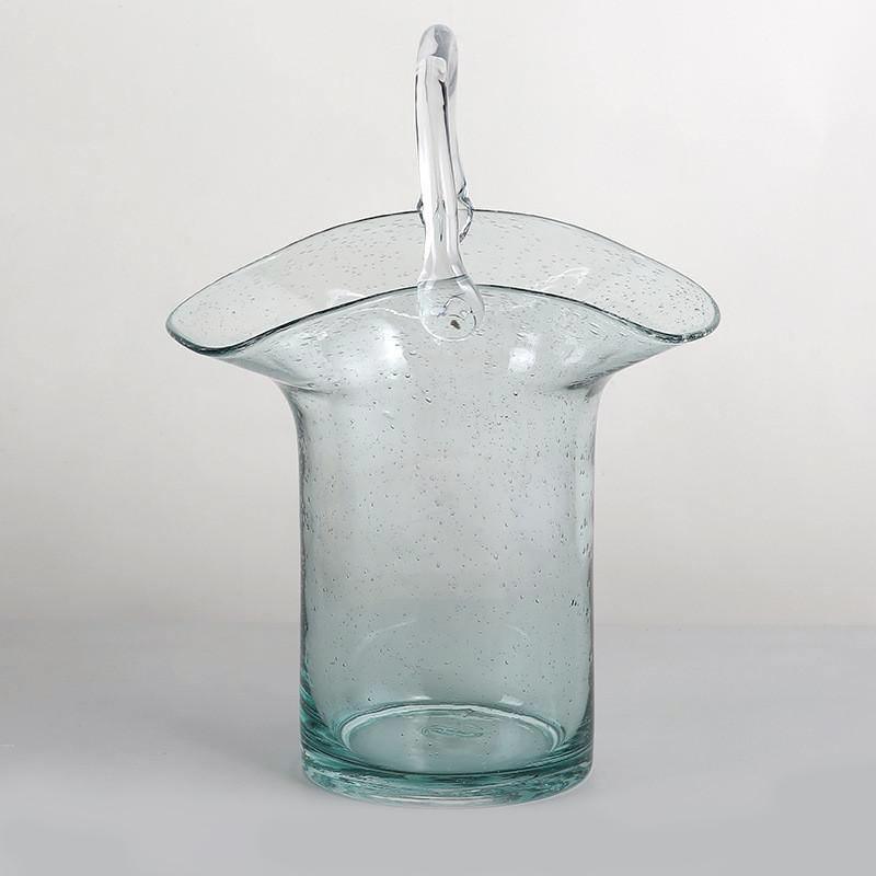 Bag Glass Vase Tall Basket Green
