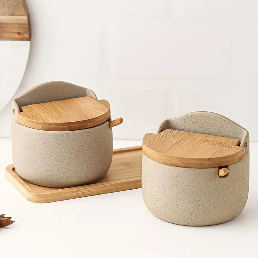 Ceramic Spice Jar with Bamboo Lid