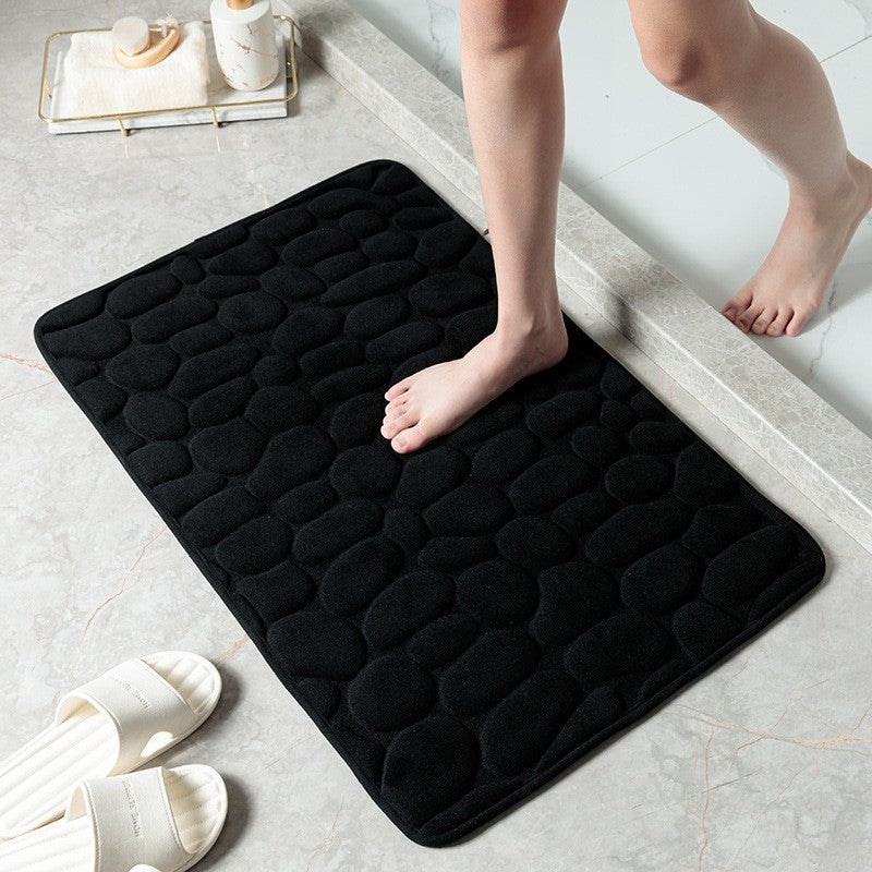 Cobblestone Quick-Dry Coral Bath Mat Black
