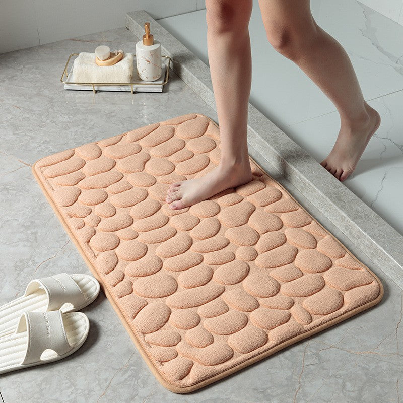 Cobblestone Quick-Dry Coral Bath Mat Orange