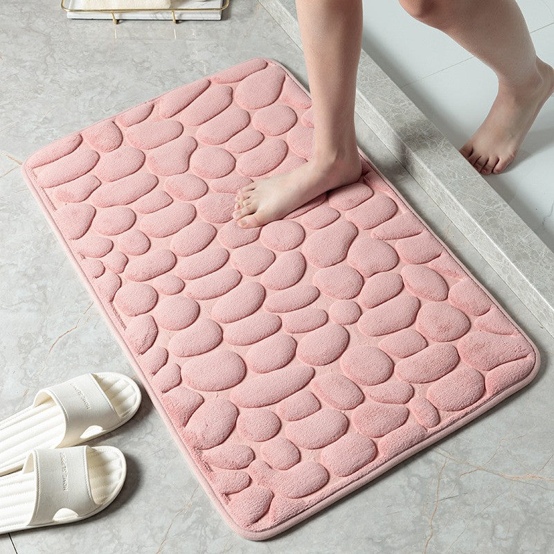 Cobblestone Quick-Dry Coral Bath Mat Pink