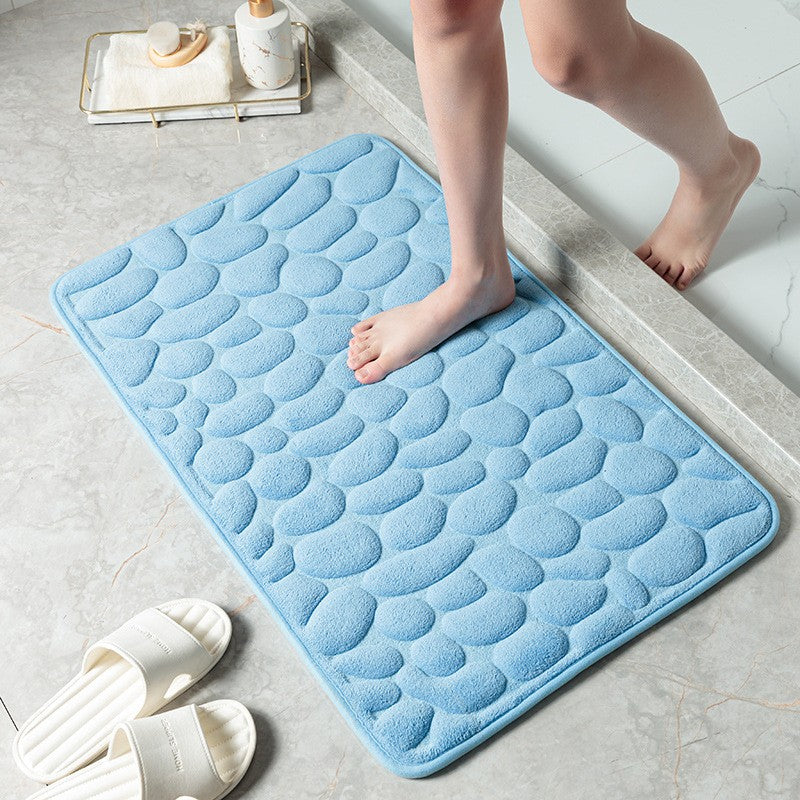 Cobblestone Quick-Dry Coral Bath Mat Sky Blue
