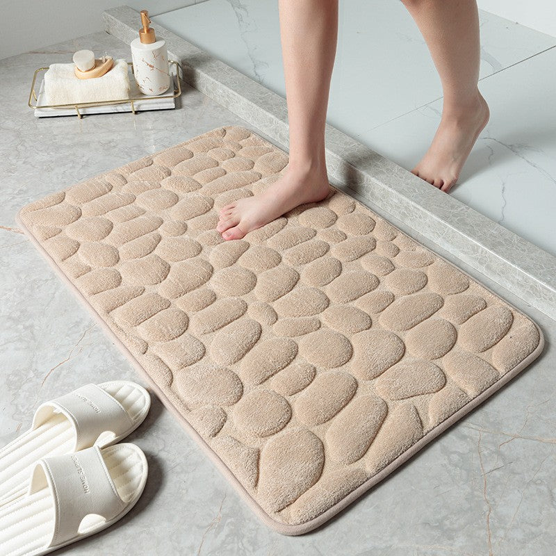 Cobblestone Quick-Dry Coral Bath Mat Beige