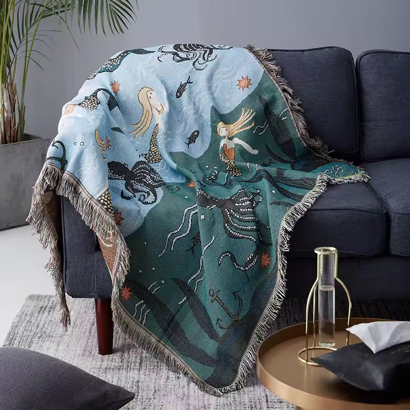 Mermaid Woven Throw Blanket
