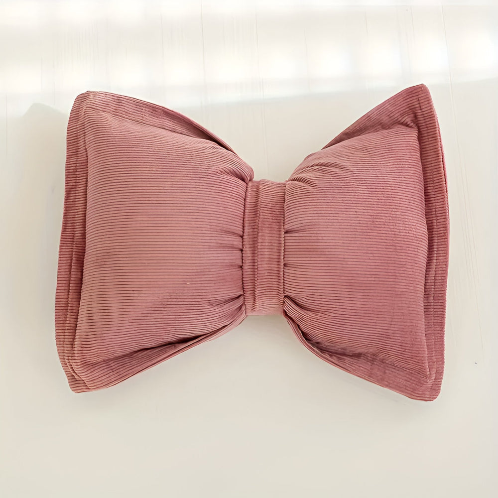 Bowknot Decorative Cushion Pillow Deep Rose Ribbon