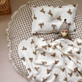 Teddy Bear Muslin Baby Blanket & Pillow Set – 47″×51″
