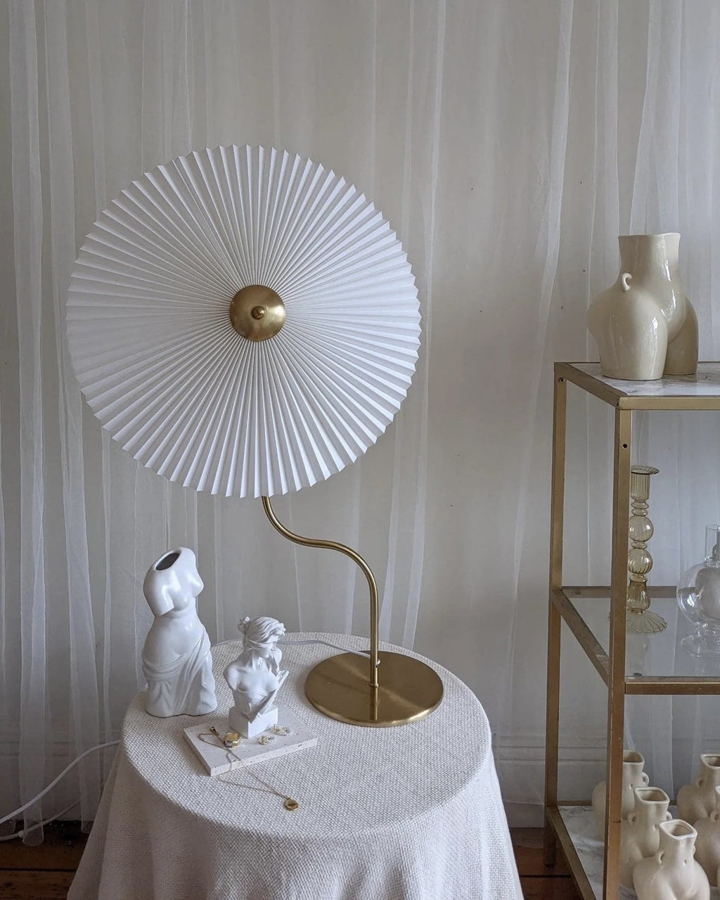 Pleated Brass Table Lamp