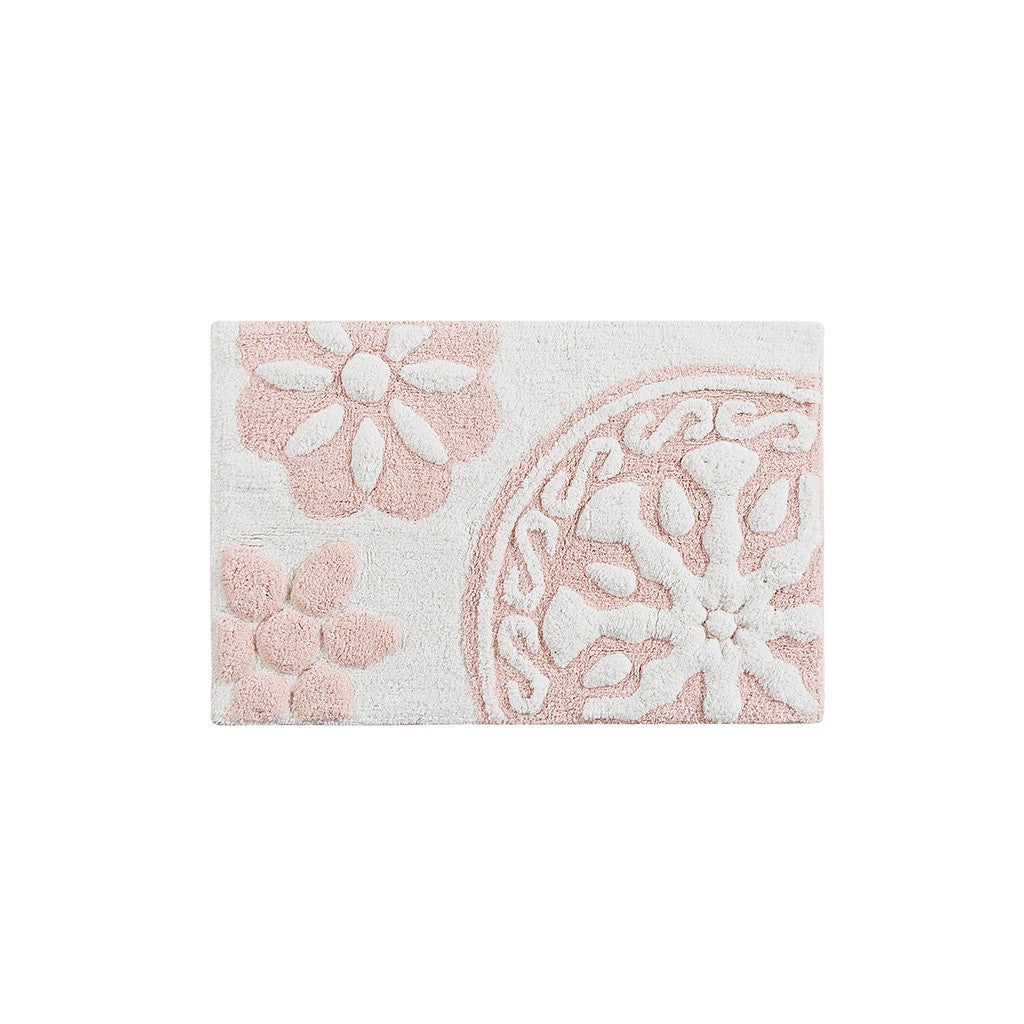 Casablanca Medallion Cotton Tufted Bath Rug 24x44" Pink