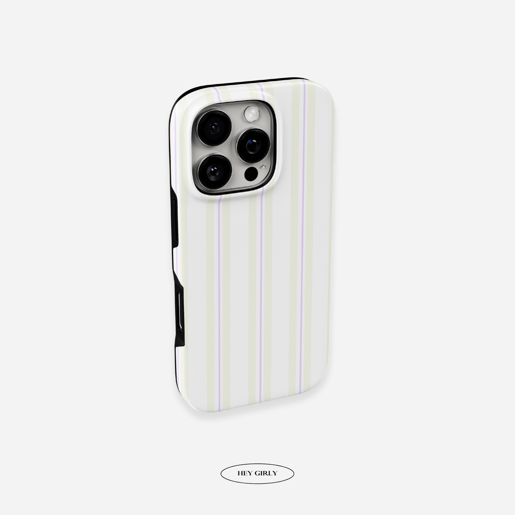 Cream & Lilac Striped iPhone Case