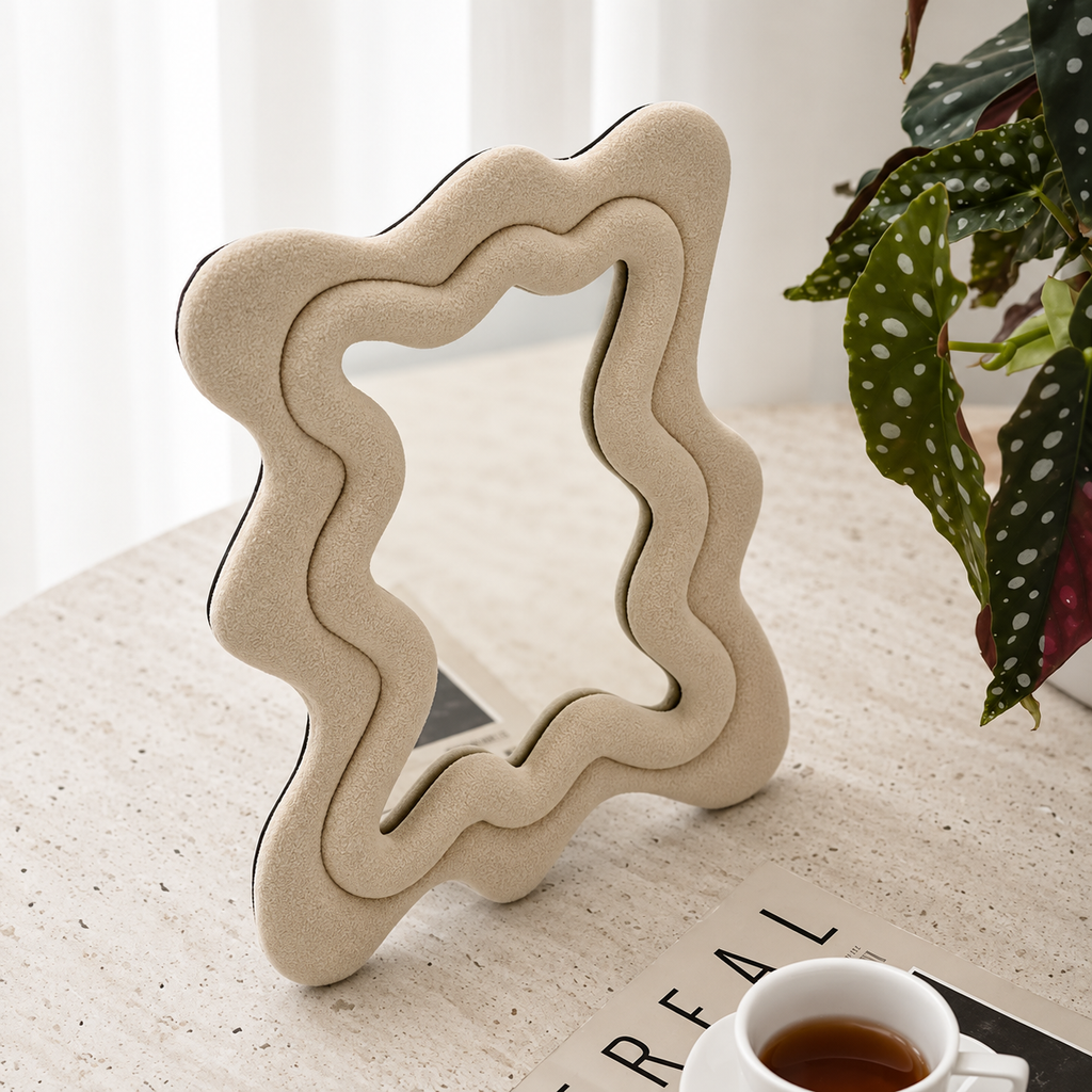Flocked Wavy Tabletop Mirror