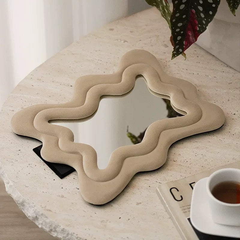 Flocked Wavy Tabletop Mirror