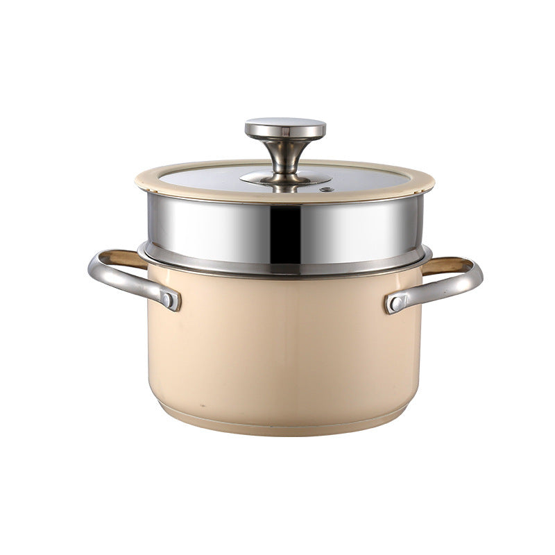 Maison Beige Stainless Cookware Set Steamer Pot 7.6"