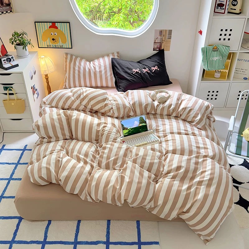 Brown Polka Dot Bedding Set Beige