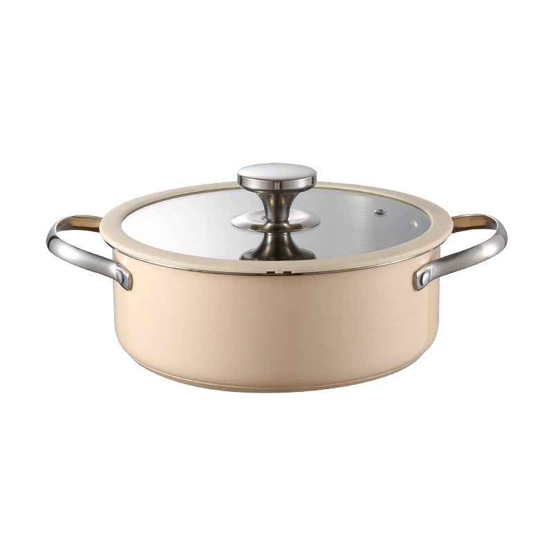 Maison Beige Stainless Cookware Set Wide Casserole Pot 9.1"
