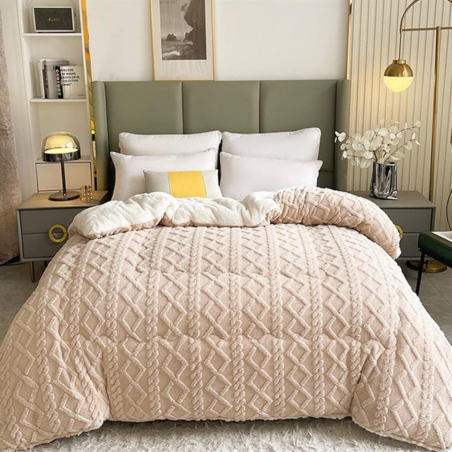 Thick Snuggle Sherpa Blanket Creamy Latte