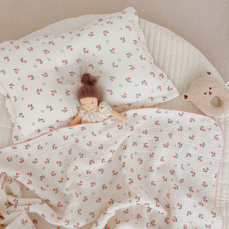 Muslin Baby Blanket – Tulip Floral, 100% Cotton
