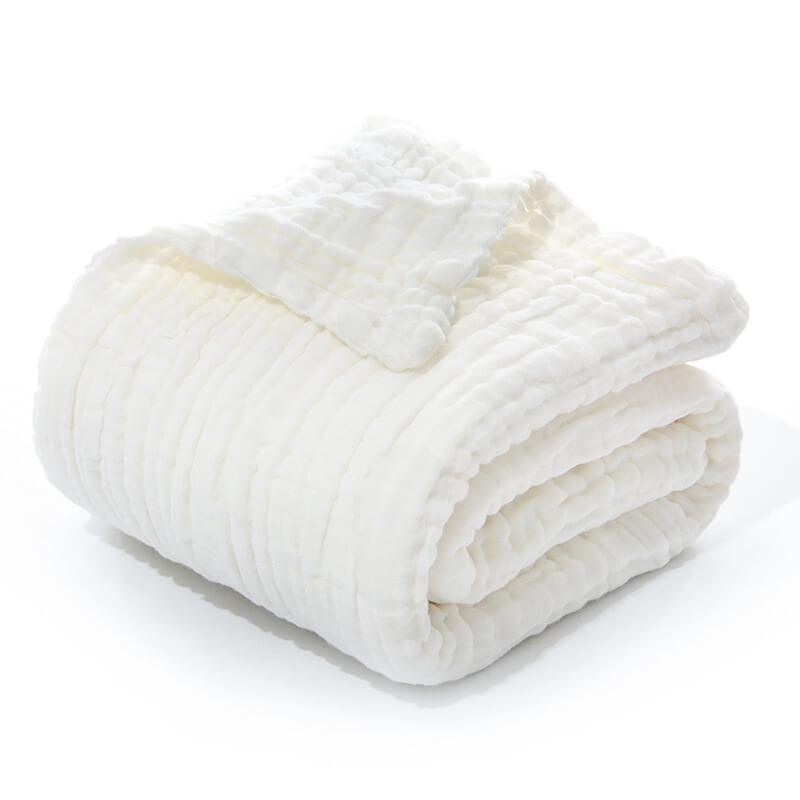 6-Layer Cotton Muslin Receiving Blanket – Solid Colors White