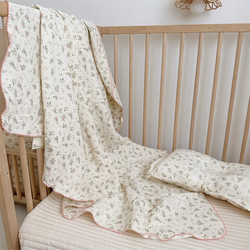 Muslin Toddler Blanket & Pillow Set – Pomegranate Floral