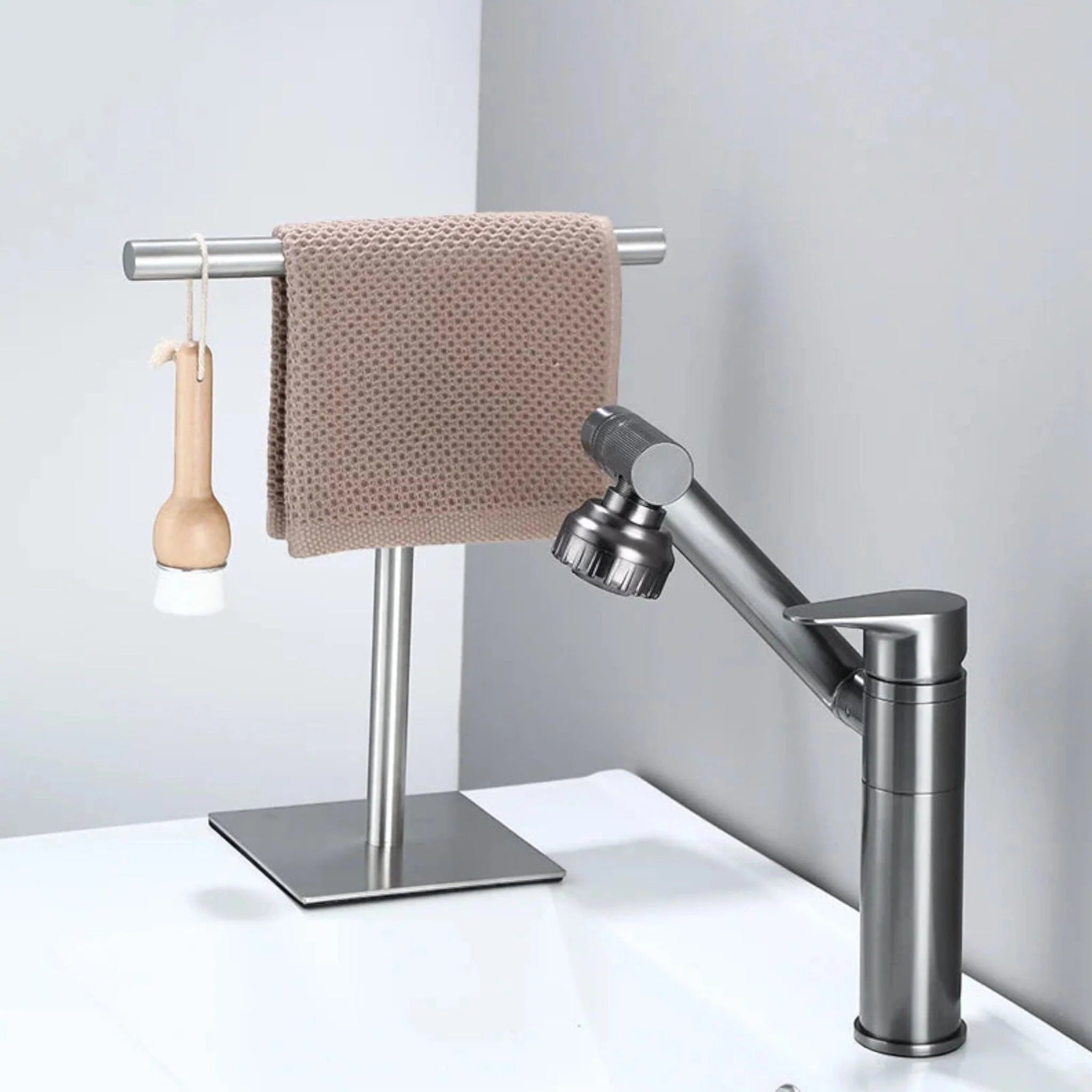 Luxe Counter Towel Rack Silver