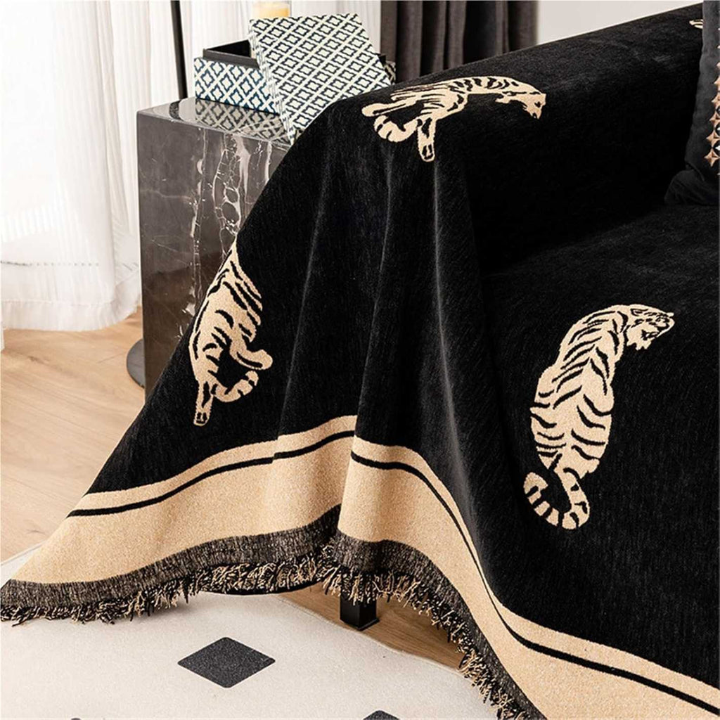 Savannah Tiger Chenille Sofa Cover