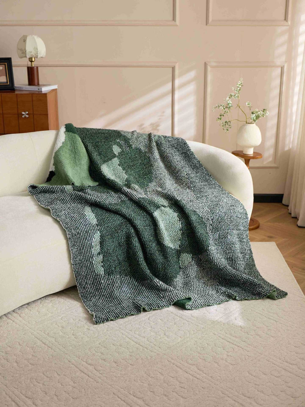 Green Sheep Plush Throw Blanket