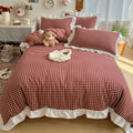 Red Gingham Plaid Duvet Cover Set