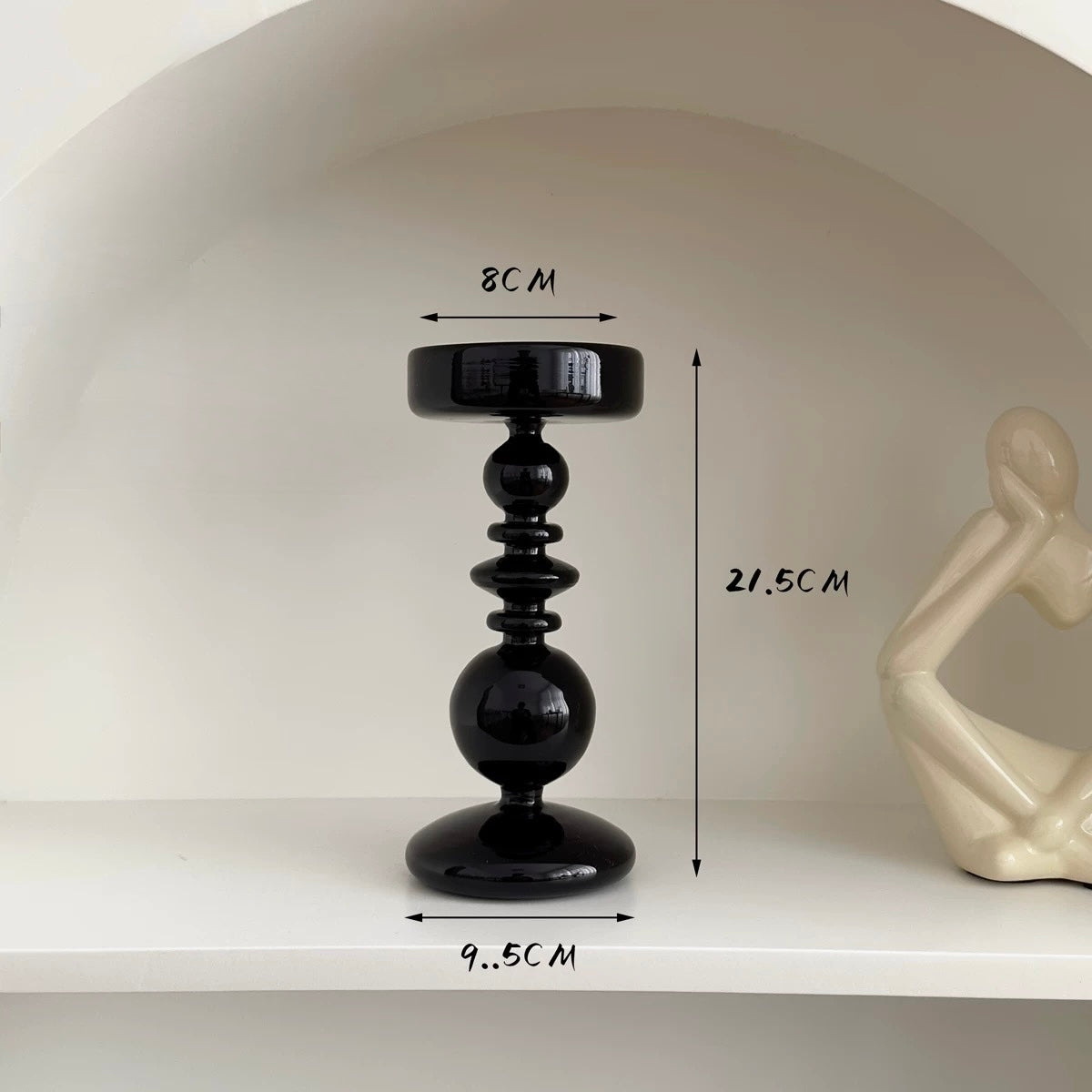 Decorative Black Glass Candle Holder C