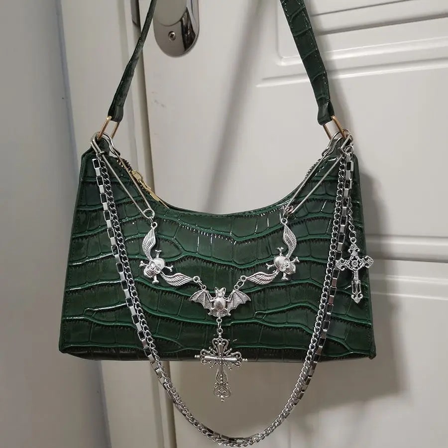 Gothic Cross Bag Green