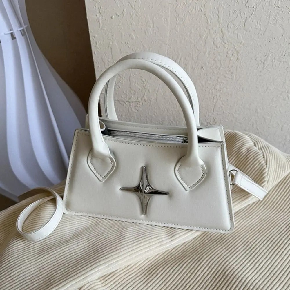 Black Mini Leather Y2k Bag White