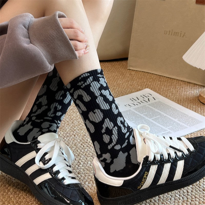 Women's Leopard Print Crew Socks