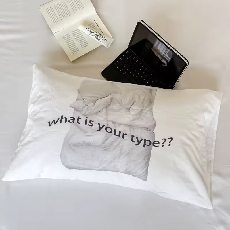 Graphic Typography Cotton Pillowcase