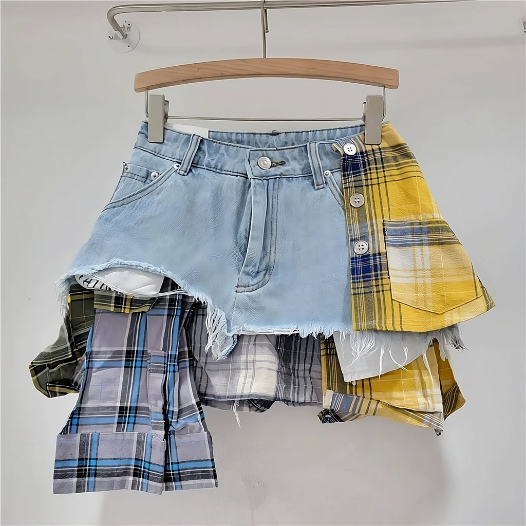 Asymmetrical Y2K Denim Skirt