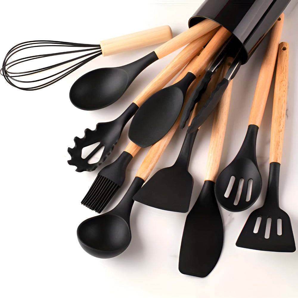 Silicone Cooking Utensils Set Charcoal