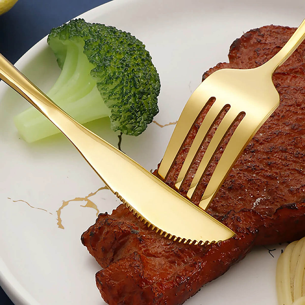 Matte Gold Silverware Set - 18/10 Stainless Steel Flatware