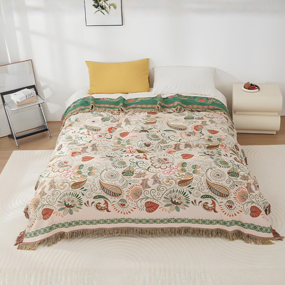 Autumn Leaf Boho Reversible Blanket Blush Maple