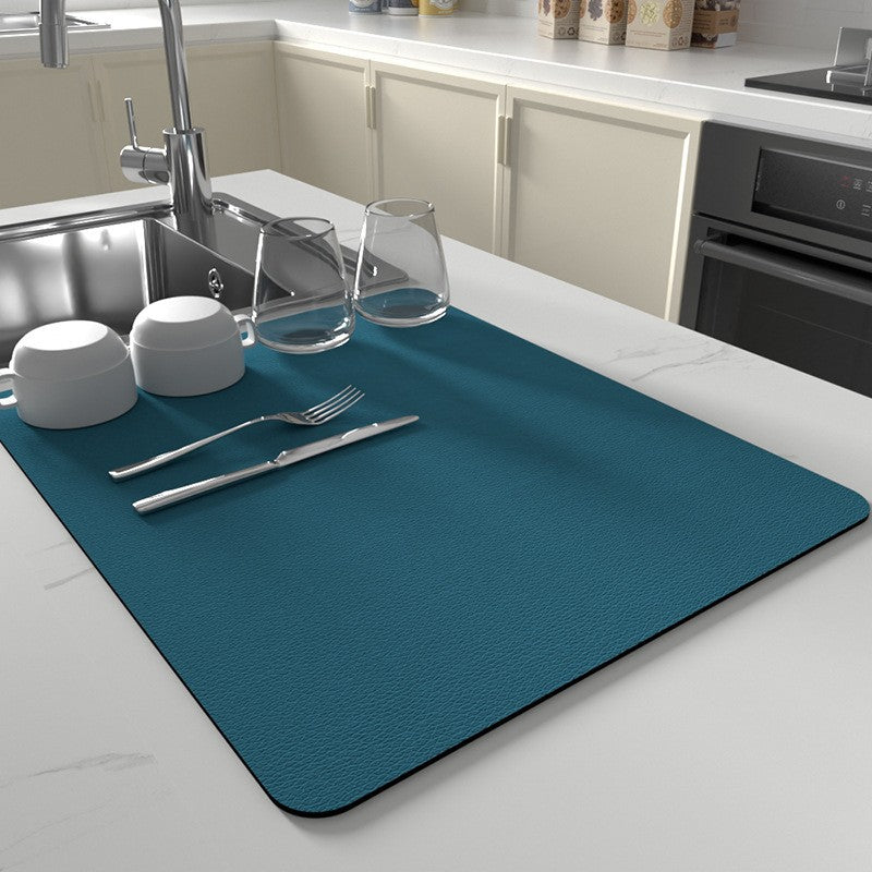 Ultra Absorbent Kitchen Dish Mat Blue