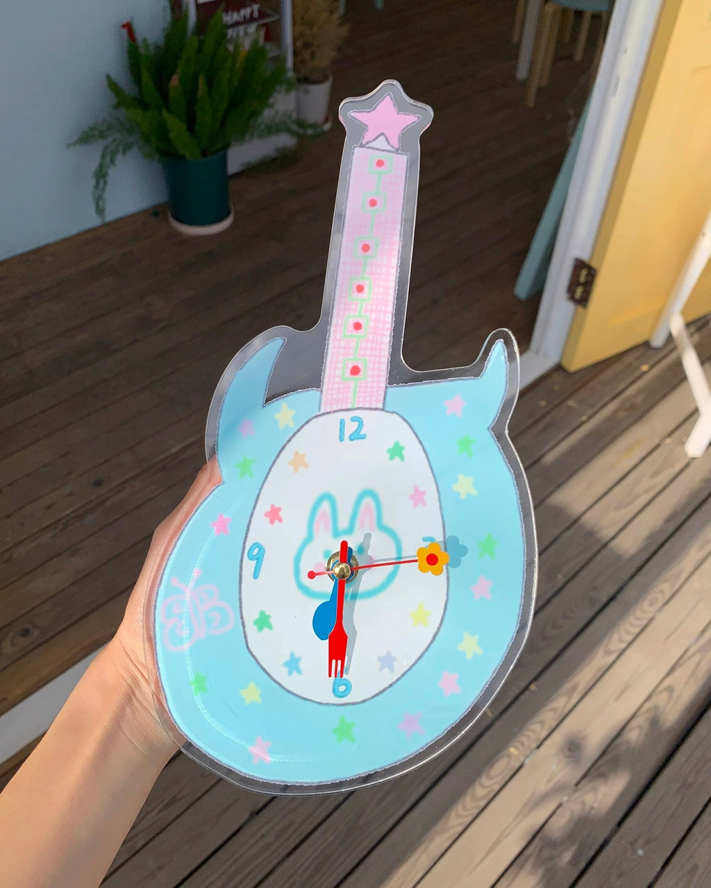 Pastel Guitar Wall Clock