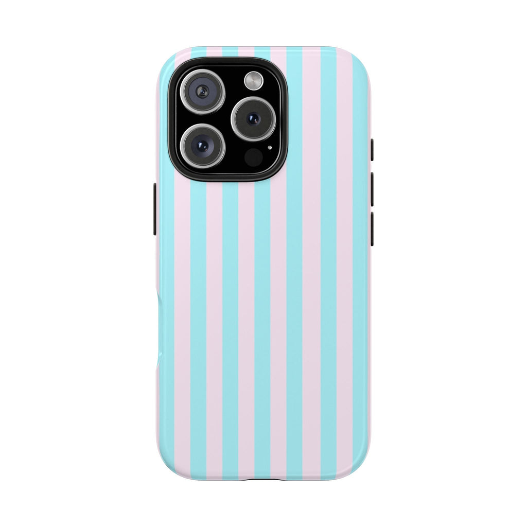 Glossy Turquoise & Pink Striped iPhone Case