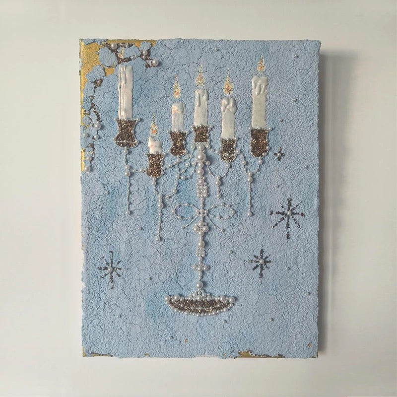 Blue Candle Canvas Wall Art