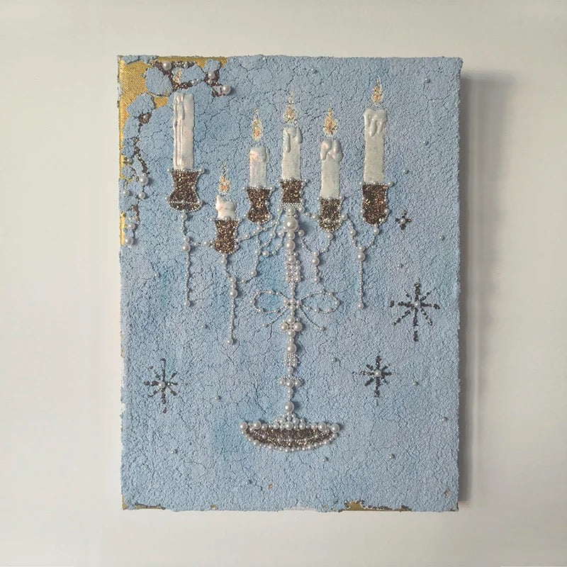 Blue Candle Canvas Wall Art