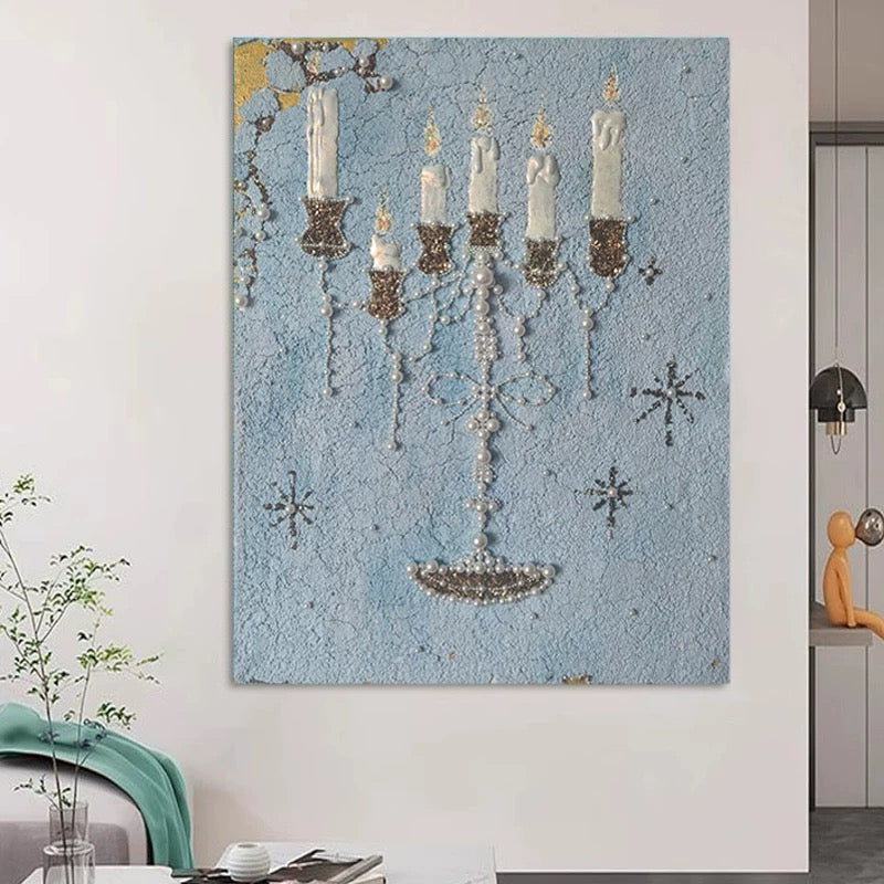 Blue Candle Canvas Wall Art