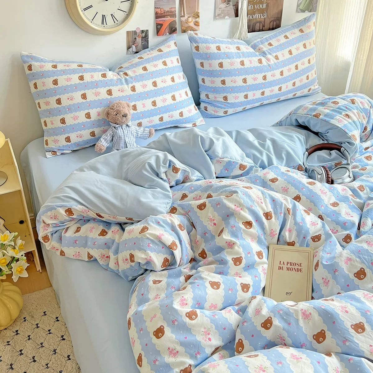 Kawaii Teddy Cotton Duvet Cover Set