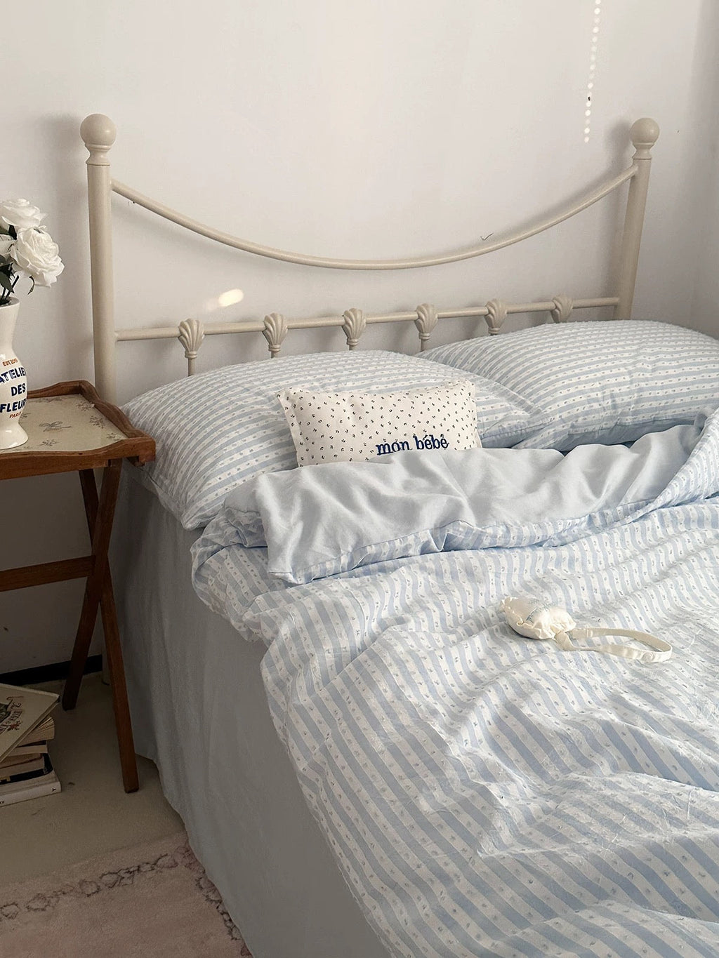 Blue Textured Stripe Duvet Cover Set