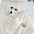 Cotton Gauze Duvet Cover Set – Blue Floral with Ruffles
