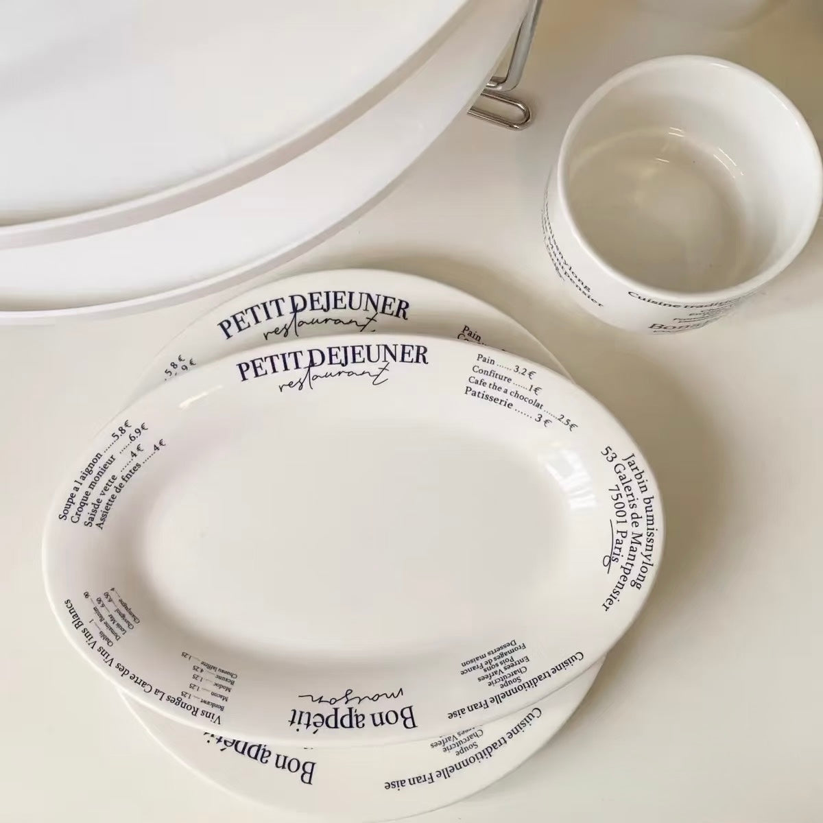 French Coffee Mug & Oval Plate