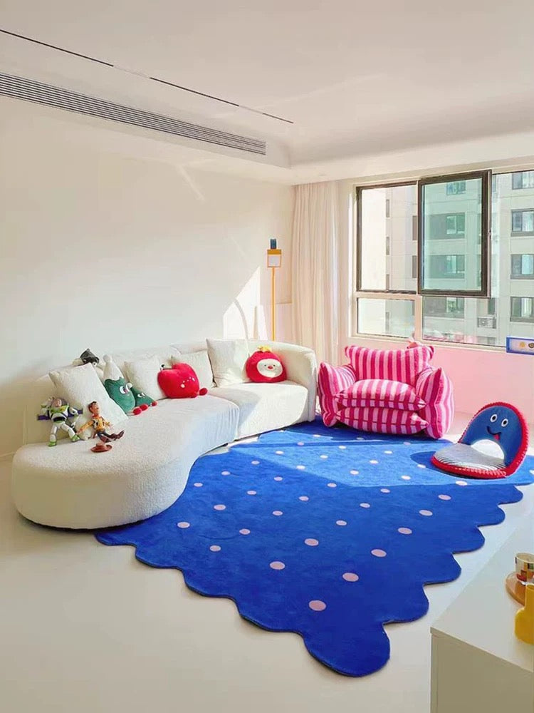 Klein Blue Irregular Polka Dot Area Rug