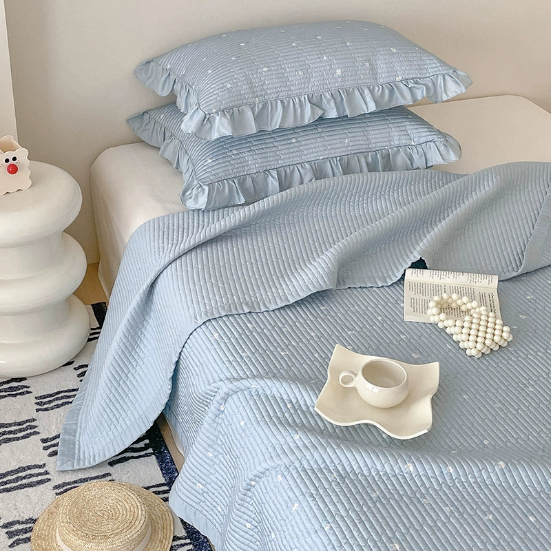 Tencel 3-Piece Quilt Set – Lightweight & Breathable Blue