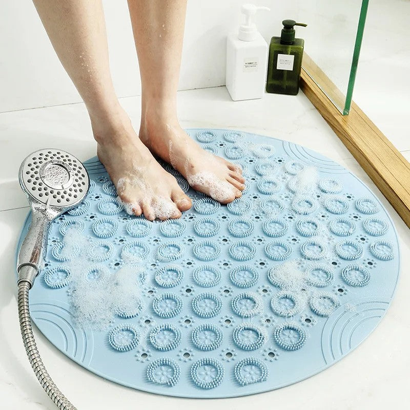Non-Slip Circle Shower Bath Mat Blue 21.6"