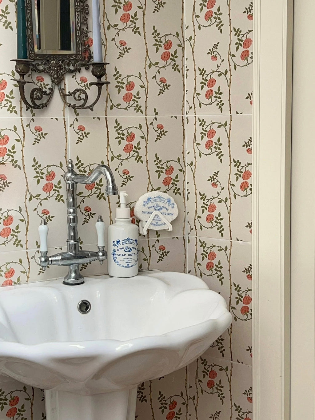 Retro Blue and White Soap Dispenser